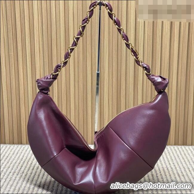 Super Quality Saint Laurent Amalia Hobo Bag in Calfskin Leather 862210 Burgundy 2026
