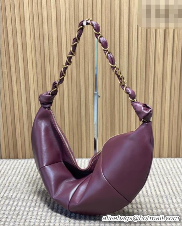 Super Quality Saint Laurent Amalia Hobo Bag in Calfskin Leather 862210 Burgundy 2026