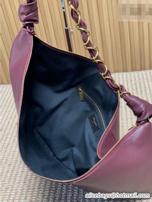 Super Quality Saint Laurent Amalia Hobo Bag in Calfskin Leather 862210 Burgundy 2026