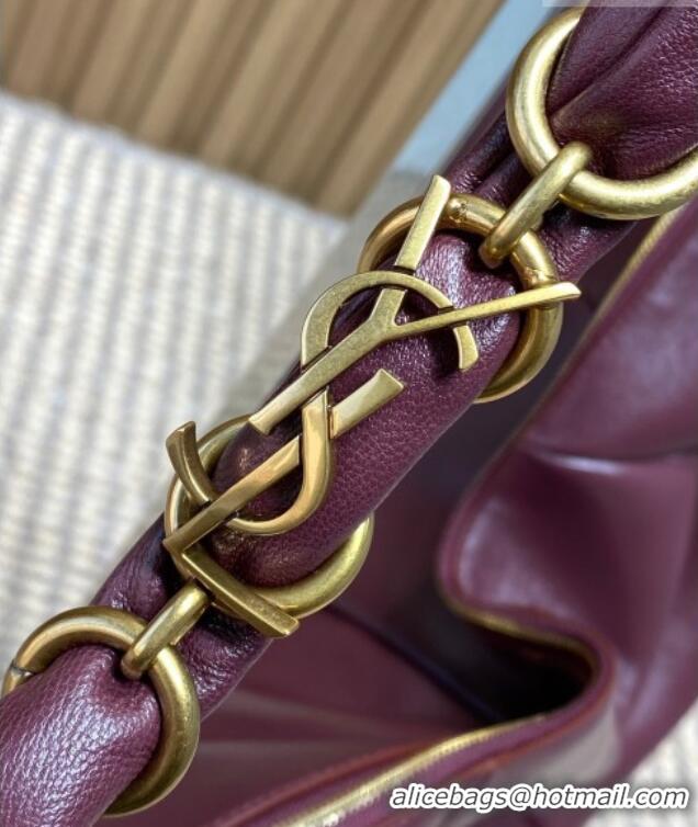 Super Quality Saint Laurent Amalia Hobo Bag in Calfskin Leather 862210 Burgundy 2026