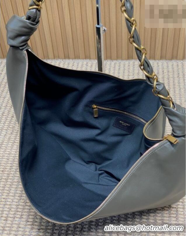 Super Quality Saint Laurent Amalia Hobo Bag in Calfskin Leather 862210 Musk Green 2026