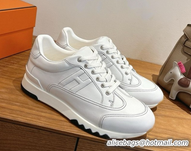 Best Price Hermes Trail Sneakers in Calfskin Leather White 1222016 2026