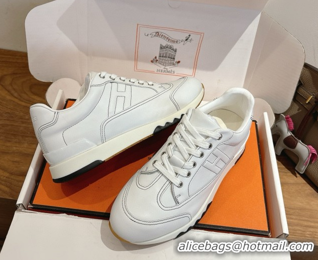 Best Price Hermes Trail Sneakers in Calfskin Leather White 1222016 2026