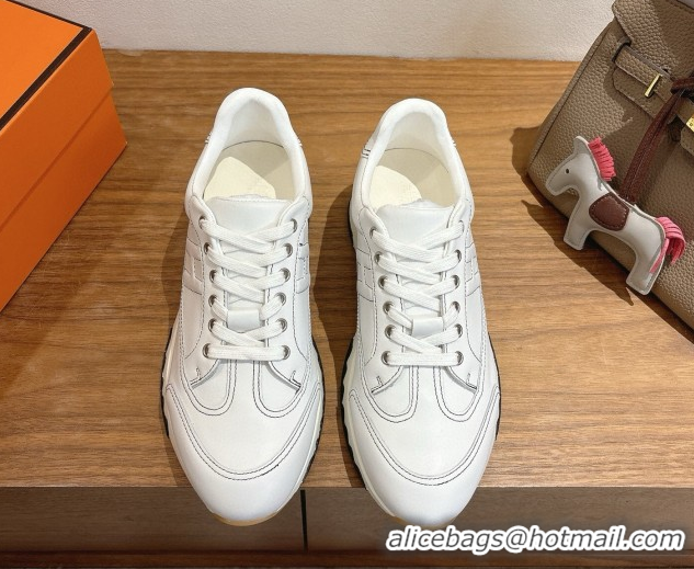 Best Price Hermes Trail Sneakers in Calfskin Leather White 1222016 2026