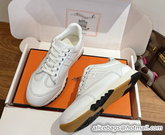 Best Price Hermes Trail Sneakers in Calfskin Leather White 1222016 2026