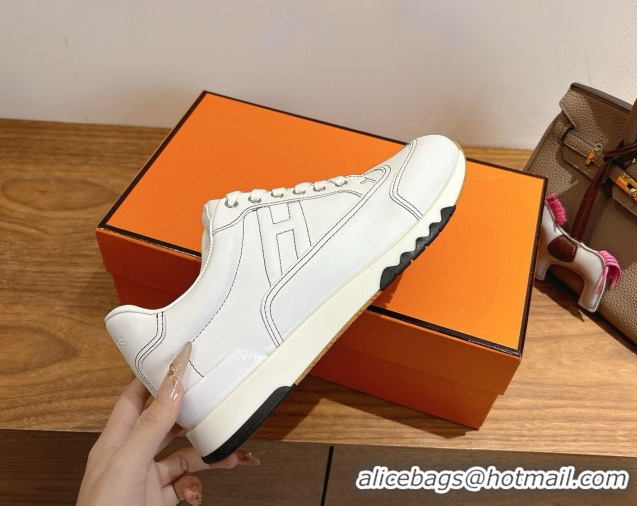 Best Price Hermes Trail Sneakers in Calfskin Leather White 1222016 2026