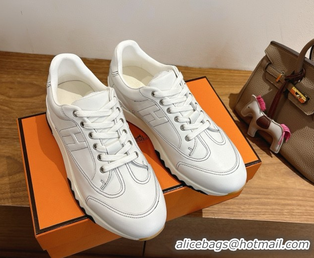 Best Price Hermes Trail Sneakers in Calfskin Leather White 1222016 2026