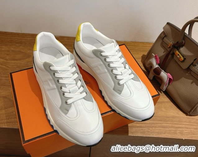 Affordable Price Hermes Trail Sneakers in Calfskin Leather White/Grey 1222017 2026