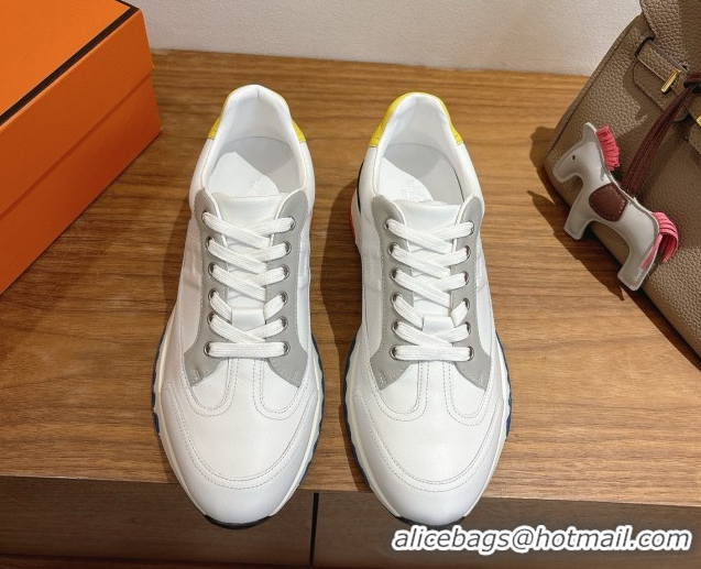 Affordable Price Hermes Trail Sneakers in Calfskin Leather White/Grey 1222017 2026