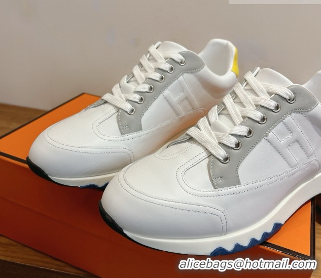 Affordable Price Hermes Trail Sneakers in Calfskin Leather White/Grey 1222017 2026