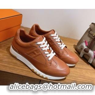 Inexpensive Hermes Trail Sneakers in Calfskin Leather Brown 1222018 2026