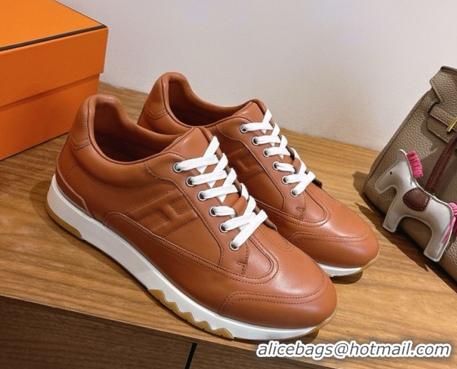 Inexpensive Hermes Trail Sneakers in Calfskin Leather Brown 1222018 2026