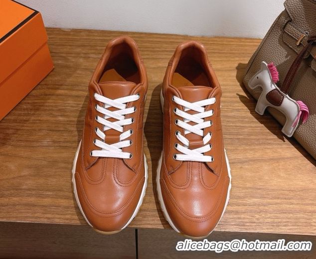 Inexpensive Hermes Trail Sneakers in Calfskin Leather Brown 1222018 2026