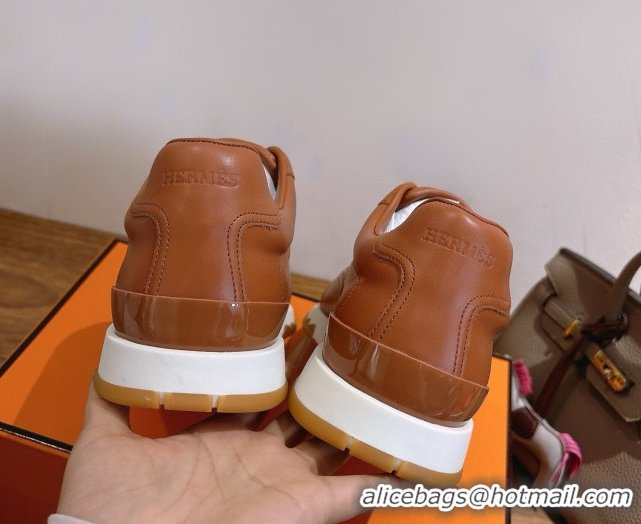 Inexpensive Hermes Trail Sneakers in Calfskin Leather Brown 1222018 2026