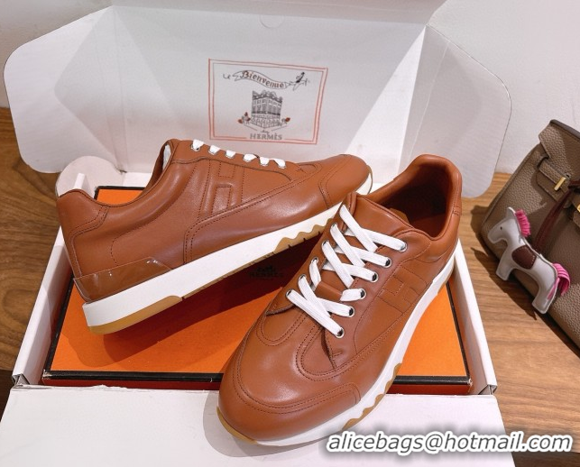 Inexpensive Hermes Trail Sneakers in Calfskin Leather Brown 1222018 2026