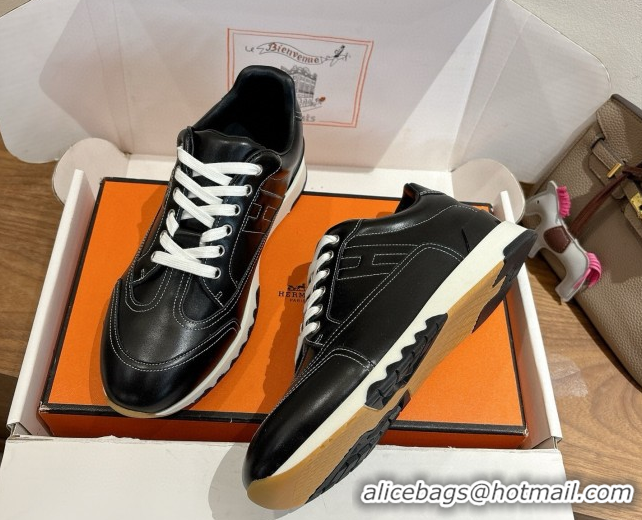 Duplicate Hermes Trail Sneakers in Calfskin Leather Black 1222019 2026
