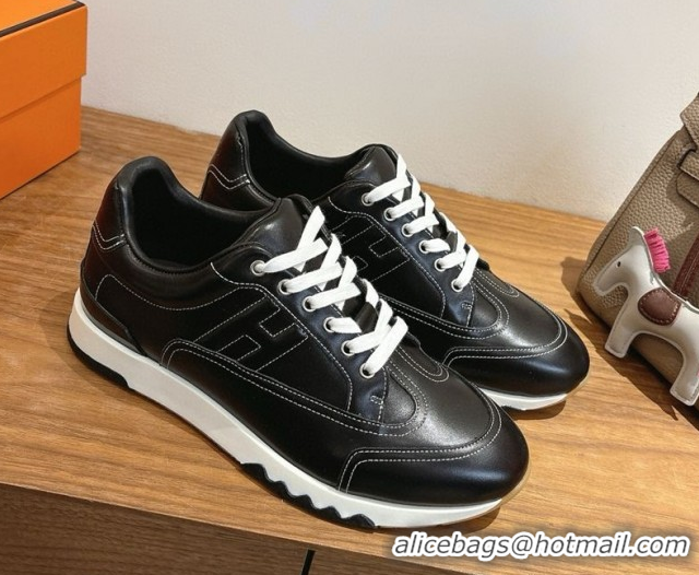 Duplicate Hermes Trail Sneakers in Calfskin Leather Black 1222019 2026