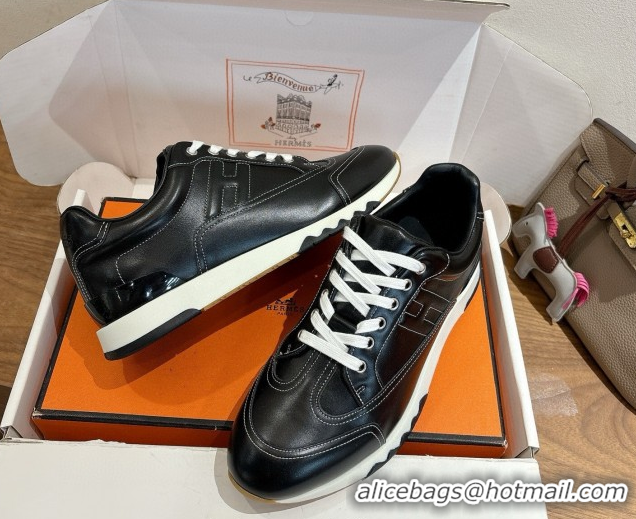 Duplicate Hermes Trail Sneakers in Calfskin Leather Black 1222019 2026