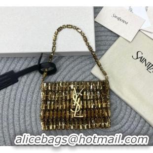 Best Price Saint Laurent Micro Evening Bag in Crystals 788380 Gold-Tone 2026