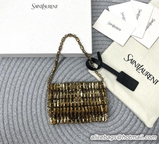 Best Price Saint Laurent Micro Evening Bag in Crystals 788380 Gold-Tone 2026