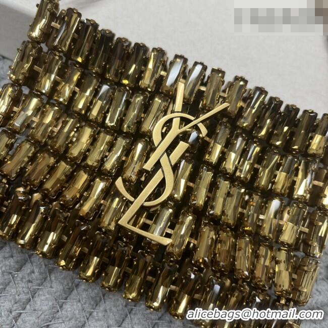 Best Price Saint Laurent Micro Evening Bag in Crystals 788380 Gold-Tone 2026