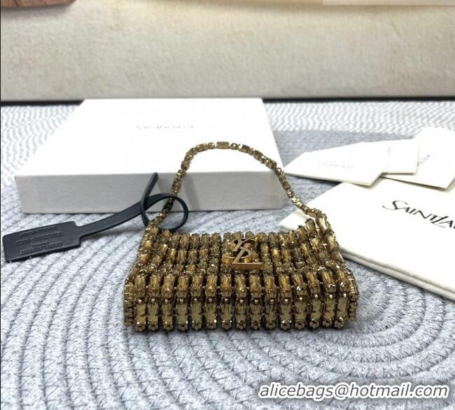 Best Price Saint Laurent Micro Evening Bag in Crystals 788380 Gold-Tone 2026