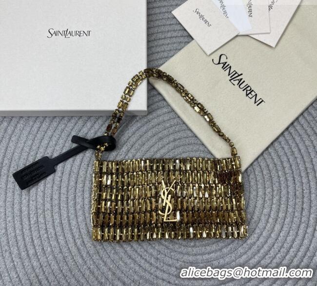 Famous Brand Saint Laurent Evening Bag in Crystals 819638 Gold-Tone 2026