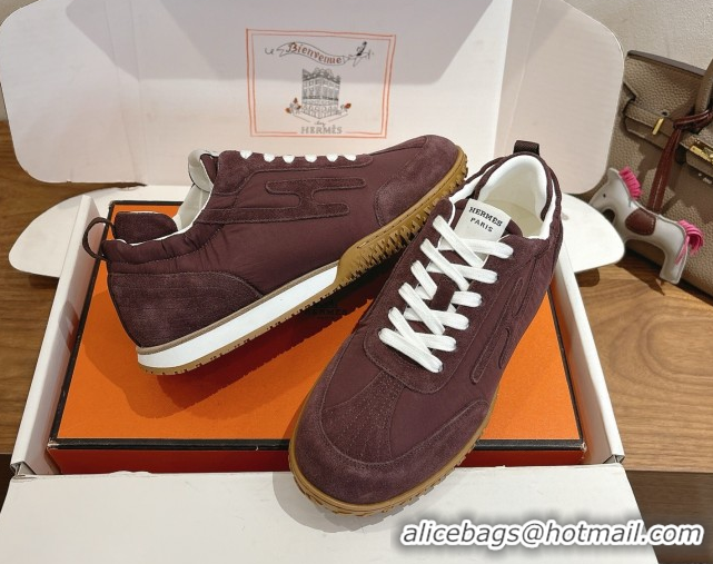 Super Quality Hermes Jet Sneakers in Fabric and Suede Dark Brown 1222021 2026