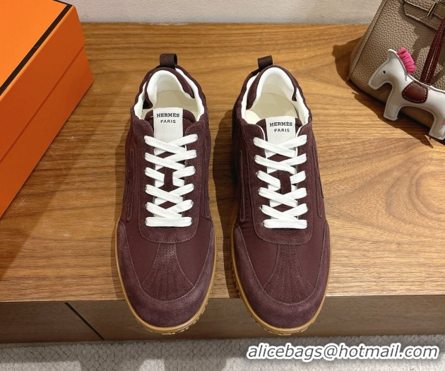 Super Quality Hermes Jet Sneakers in Fabric and Suede Dark Brown 1222021 2026