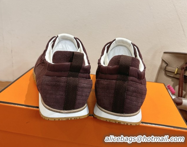 Super Quality Hermes Jet Sneakers in Fabric and Suede Dark Brown 1222021 2026