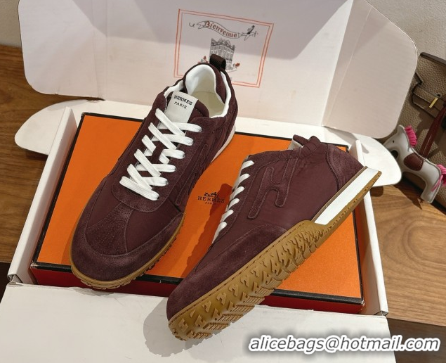 Super Quality Hermes Jet Sneakers in Fabric and Suede Dark Brown 1222021 2026