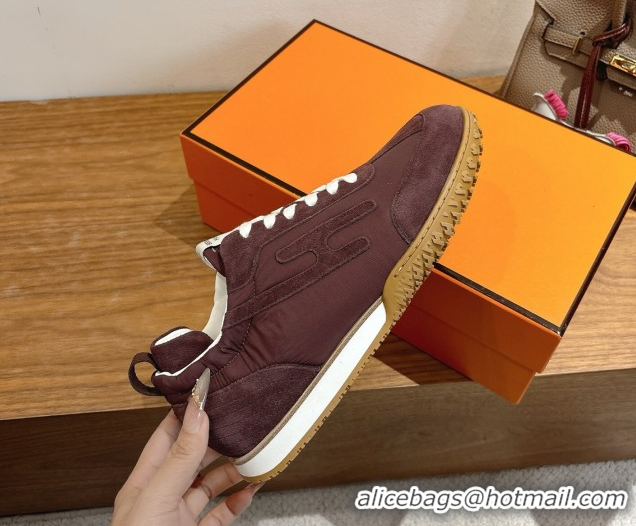 Super Quality Hermes Jet Sneakers in Fabric and Suede Dark Brown 1222021 2026