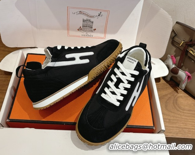 Design Hermes Jet Sneakers in Fabric and Suede Black/White 1222023 2026