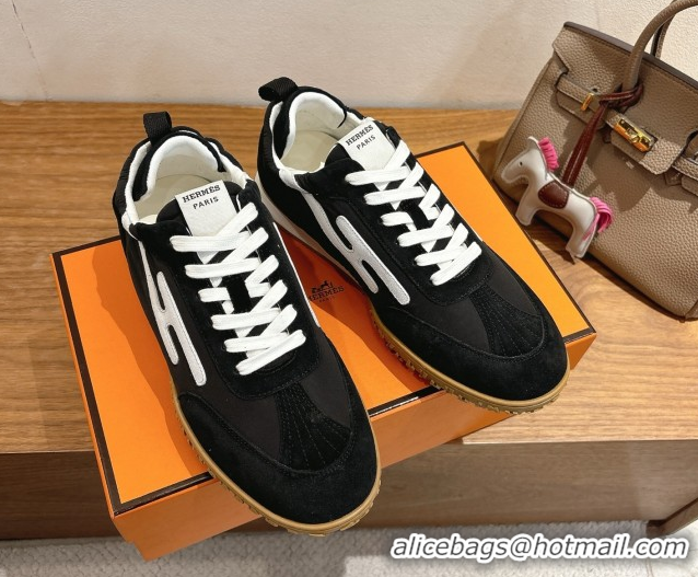 Design Hermes Jet Sneakers in Fabric and Suede Black/White 1222023 2026