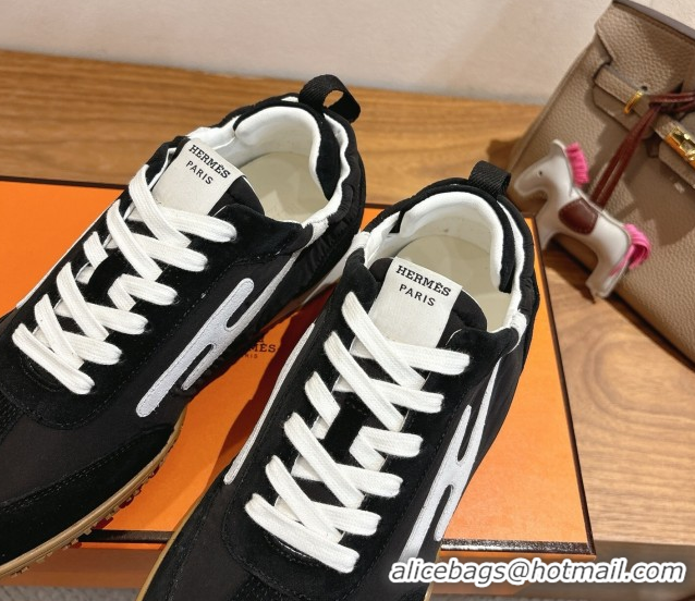 Design Hermes Jet Sneakers in Fabric and Suede Black/White 1222023 2026