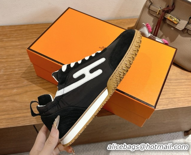 Design Hermes Jet Sneakers in Fabric and Suede Black/White 1222023 2026