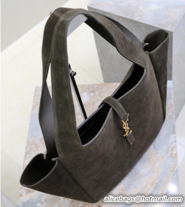 Trendy Design Saint Laurent Bea Tote Bag in Suede 763435 Green 2026