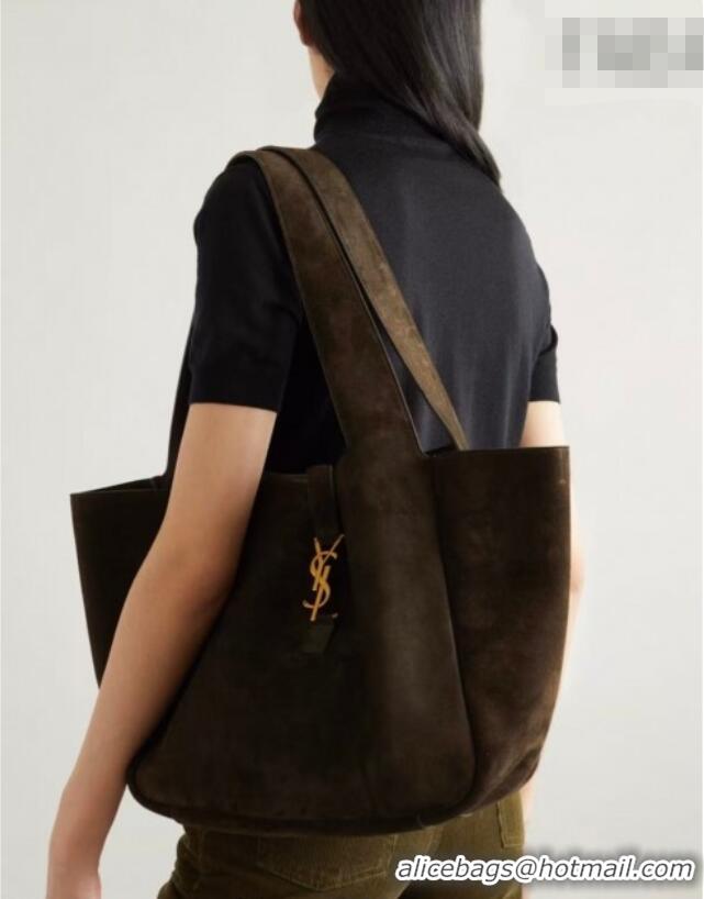 Trendy Design Saint Laurent Bea Tote Bag in Suede 763435 Green 2026