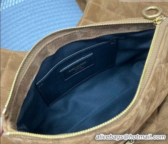 New Design Saint Laurent Icare Medium Shopping Bag in Quilted Suede 858191 Brown 2026