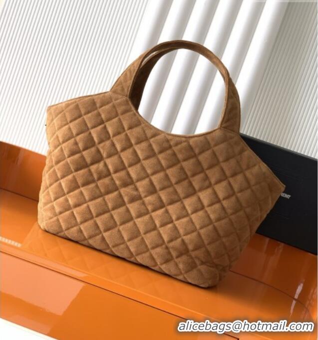 Buy Promotional Saint Laurent Icare Medium Shopping Bag in Quilted Suede 858191 Caramel 2026