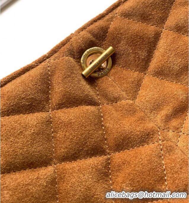 Buy Promotional Saint Laurent Icare Medium Shopping Bag in Quilted Suede 858191 Caramel 2026