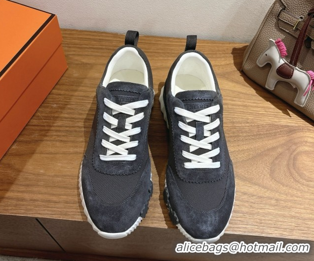 Reasonable Price Hermes Bouncing Sneakers in Fabric and Suede Dark Grey 1222026 2026