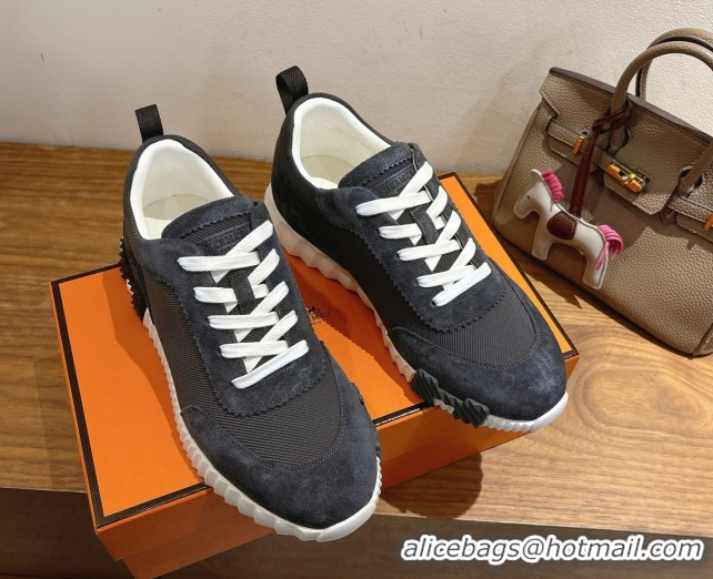 Reasonable Price Hermes Bouncing Sneakers in Fabric and Suede Dark Grey 1222026 2026