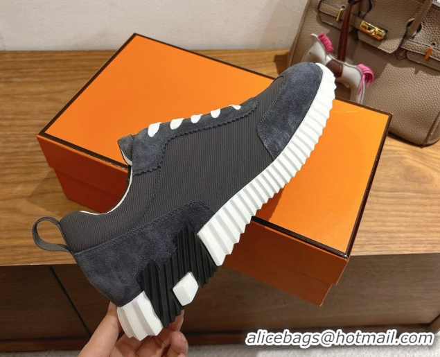 Reasonable Price Hermes Bouncing Sneakers in Fabric and Suede Dark Grey 1222026 2026