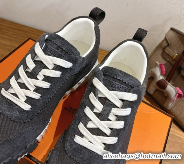 Reasonable Price Hermes Bouncing Sneakers in Fabric and Suede Dark Grey 1222026 2026