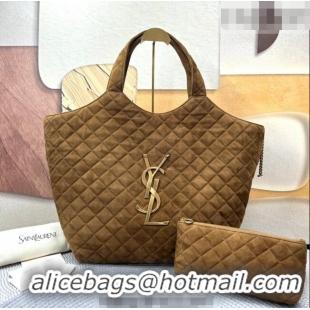 Best Quality Saint Laurent Icare Maxi Shopping Bag in Quilted Suede 698651 Brown 2026