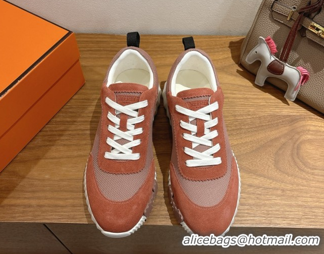 AAAAA Hermes Bouncing Sneakers in Fabric and Suede Brown 1222027 2026