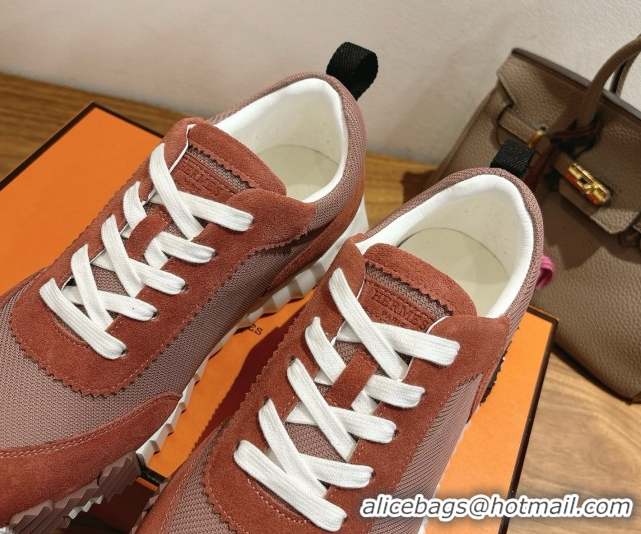 AAAAA Hermes Bouncing Sneakers in Fabric and Suede Brown 1222027 2026