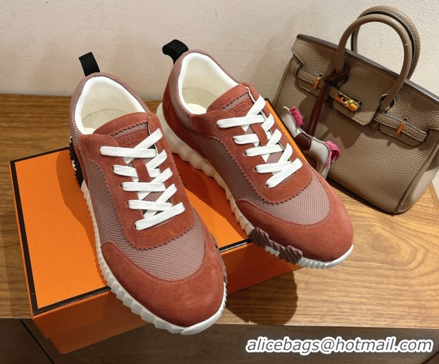 AAAAA Hermes Bouncing Sneakers in Fabric and Suede Brown 1222027 2026