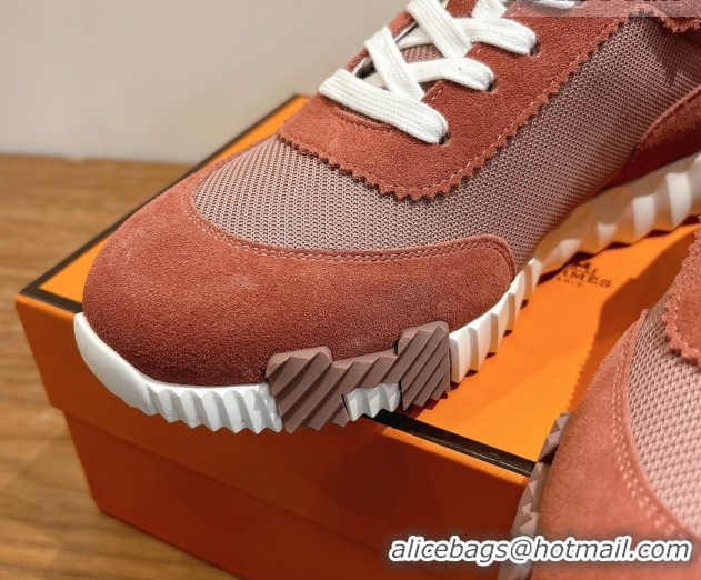 AAAAA Hermes Bouncing Sneakers in Fabric and Suede Brown 1222027 2026
